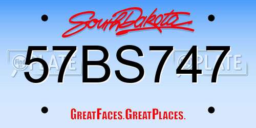 57BS747 South Dakota License Plate