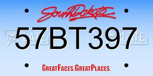 57BT397 South Dakota License Plate