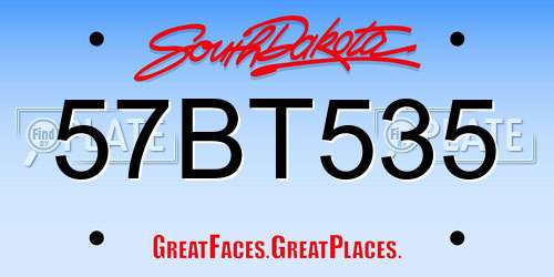 57BT535 South Dakota License Plate