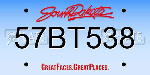 57BT538 South Dakota License Plate