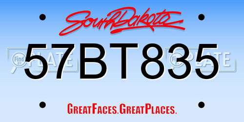 57BT835 South Dakota License Plate