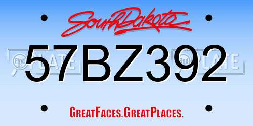 57BZ392 South Dakota License Plate