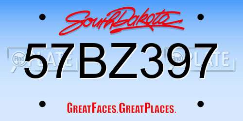 57BZ397 South Dakota License Plate