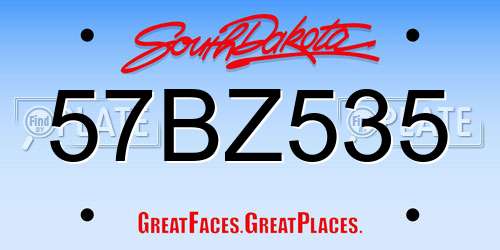 57BZ535 South Dakota License Plate