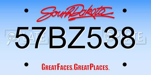 57BZ538 South Dakota License Plate