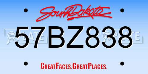 57BZ838 South Dakota License Plate