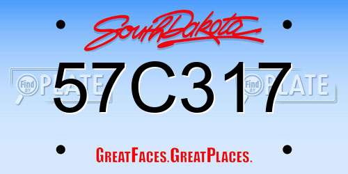 57C317 South Dakota License Plate