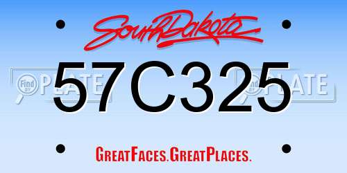 57C325 South Dakota License Plate
