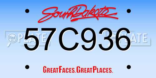 57C936 South Dakota License Plate