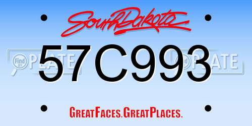 57C993 South Dakota License Plate