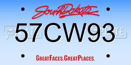 57CW93 South Dakota License Plate