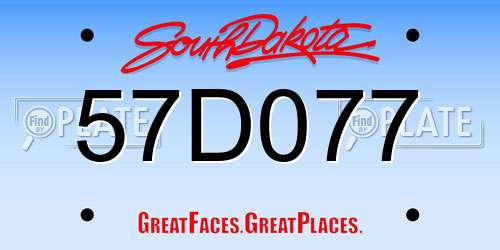 57D077 South Dakota License Plate