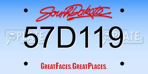 57D119 South Dakota License Plate