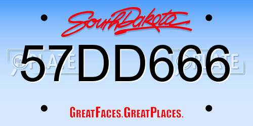 57DD666 South Dakota License Plate