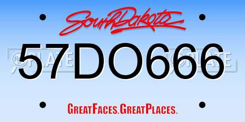 57DO666 South Dakota License Plate