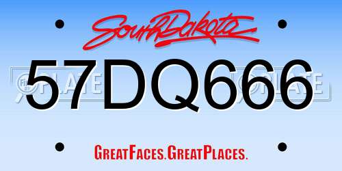 57DQ666 South Dakota License Plate