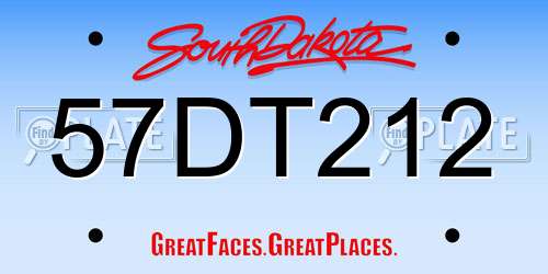 57DT212 South Dakota License Plate