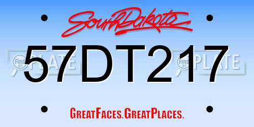 57DT217 South Dakota License Plate
