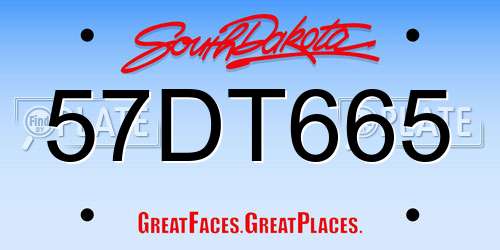 57DT665 South Dakota License Plate
