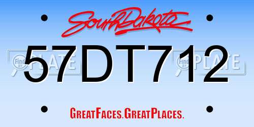 57DT712 South Dakota License Plate