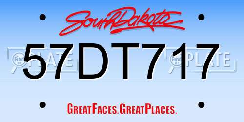 57DT717 South Dakota License Plate