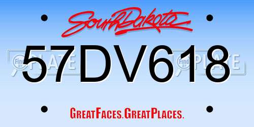 57DV618 South Dakota License Plate