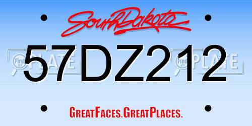 57DZ212 South Dakota License Plate