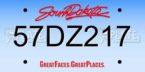 57DZ217 South Dakota License Plate