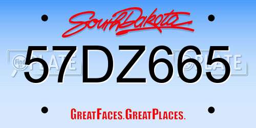 57DZ665 South Dakota License Plate