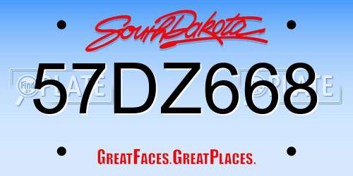 57DZ668 South Dakota License Plate