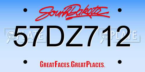 57DZ712 South Dakota License Plate