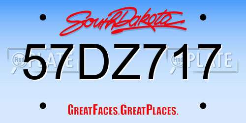 57DZ717 South Dakota License Plate