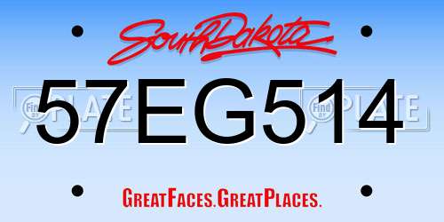 57EG514 South Dakota License Plate