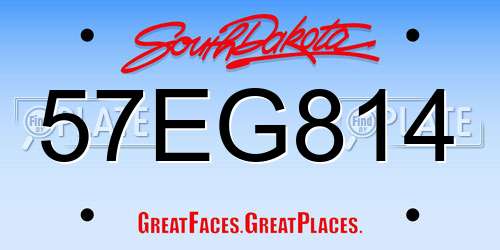 57EG814 South Dakota License Plate