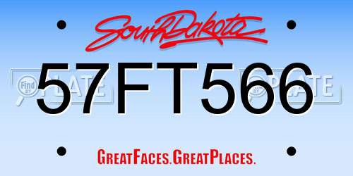 57FT566 South Dakota License Plate