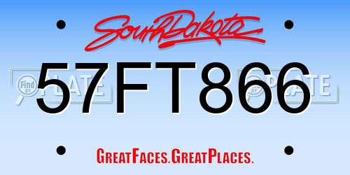 57FT866 South Dakota License Plate