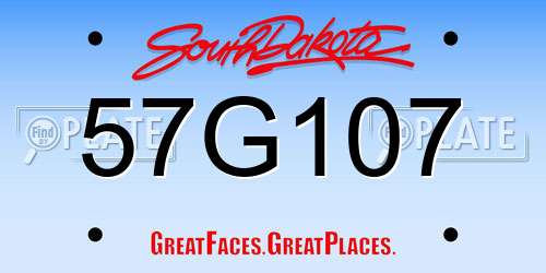 57G107 South Dakota License Plate