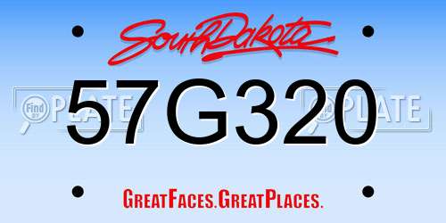 57G320 South Dakota License Plate