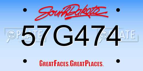 57G474 South Dakota License Plate