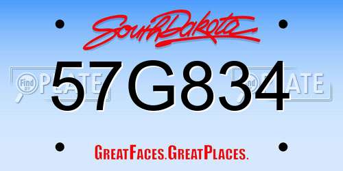 57G834 South Dakota License Plate