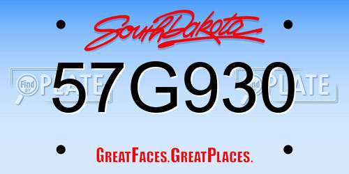 57G930 South Dakota License Plate