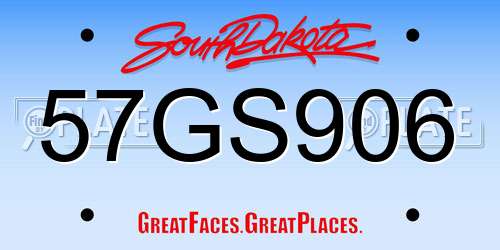57GS906 South Dakota License Plate