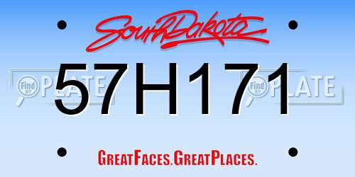 57H171 South Dakota License Plate
