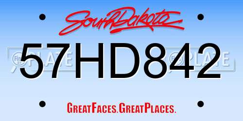 57HD842 South Dakota License Plate
