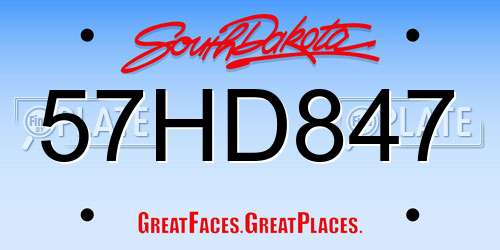 57HD847 South Dakota License Plate
