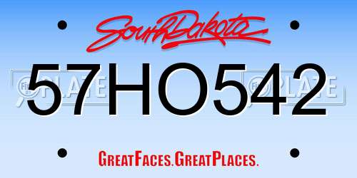 57HO542 South Dakota License Plate
