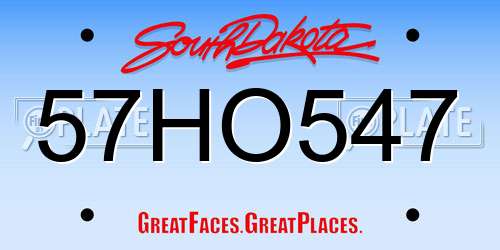 57HO547 South Dakota License Plate