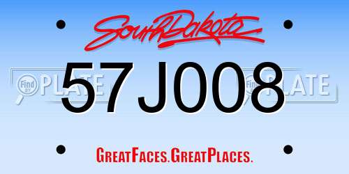57J008 South Dakota License Plate