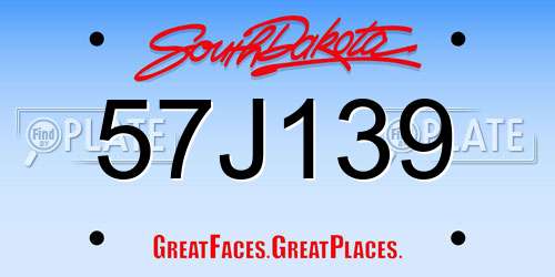 57J139 South Dakota License Plate