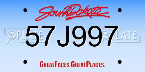 57J997 South Dakota License Plate